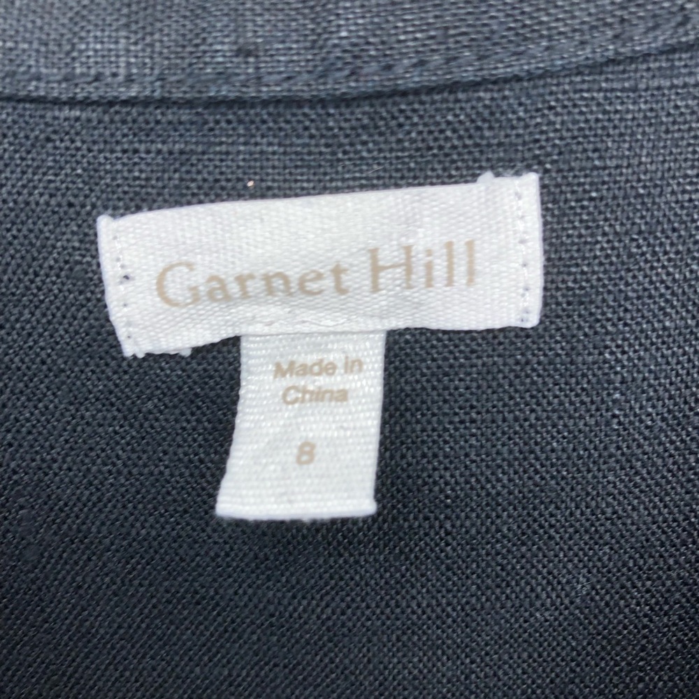 Garnet Hill 100% Linen Shirt Dress Size 8 Black Coastal Minimalist Beach Cruise - Picture 5 of 9